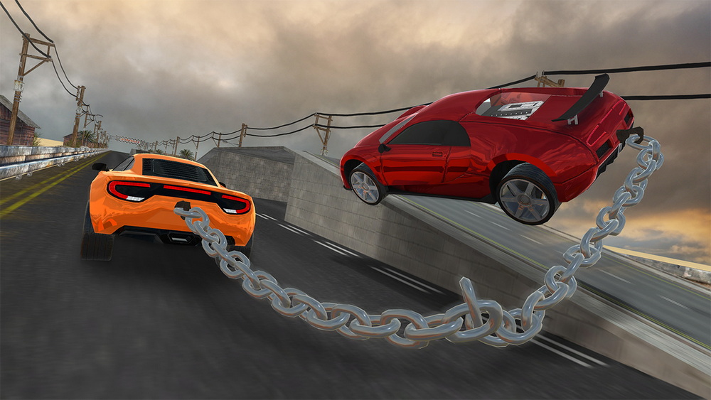 链式汽车特技模拟器：3D 极限公路汽车驾驶游戏.Chain Car Stunt Simulator: 3D Extreme Highway Car Driving Games