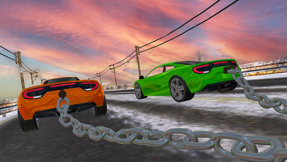 链式汽车特技模拟器：3D 极限公路汽车驾驶游戏.Chain Car Stunt Simulator: 3D Extreme Highway Car Driving Games