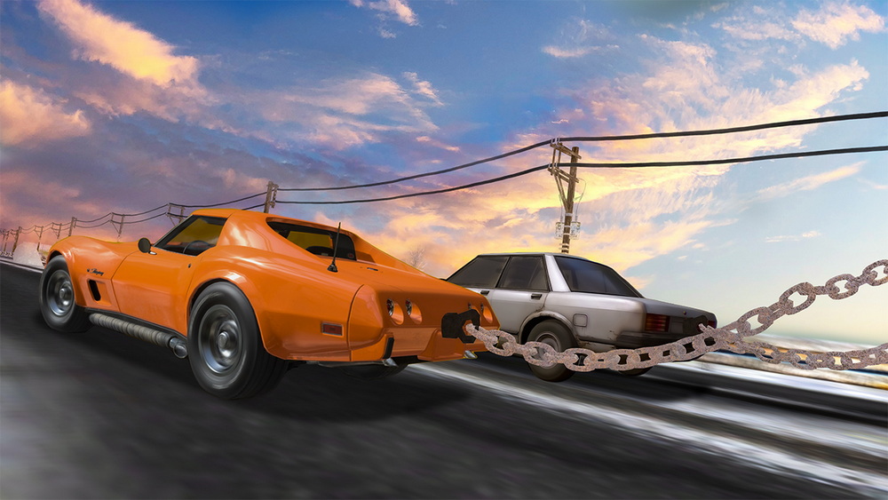 链式汽车特技模拟器：3D 极限公路汽车驾驶游戏.Chain Car Stunt Simulator: 3D Extreme Highway Car Driving Games