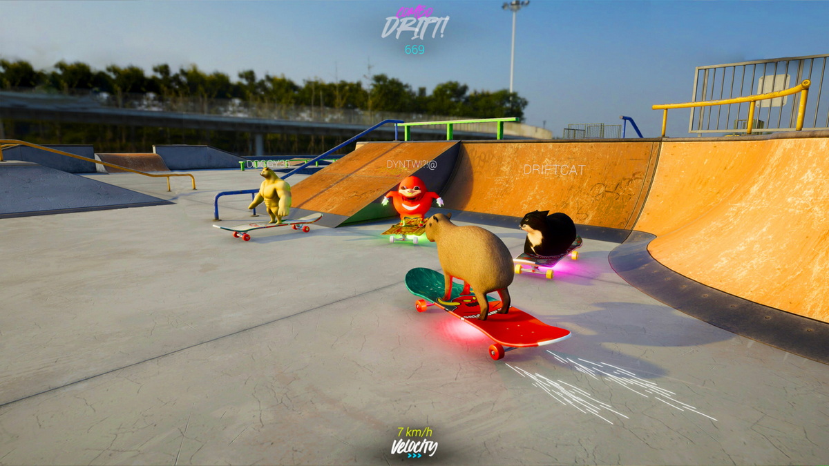 与麦克斯韦猫一起玩滑板漂移：游戏模拟器.Skateboard Drifting with Maxwell Cat: The Game Simulator